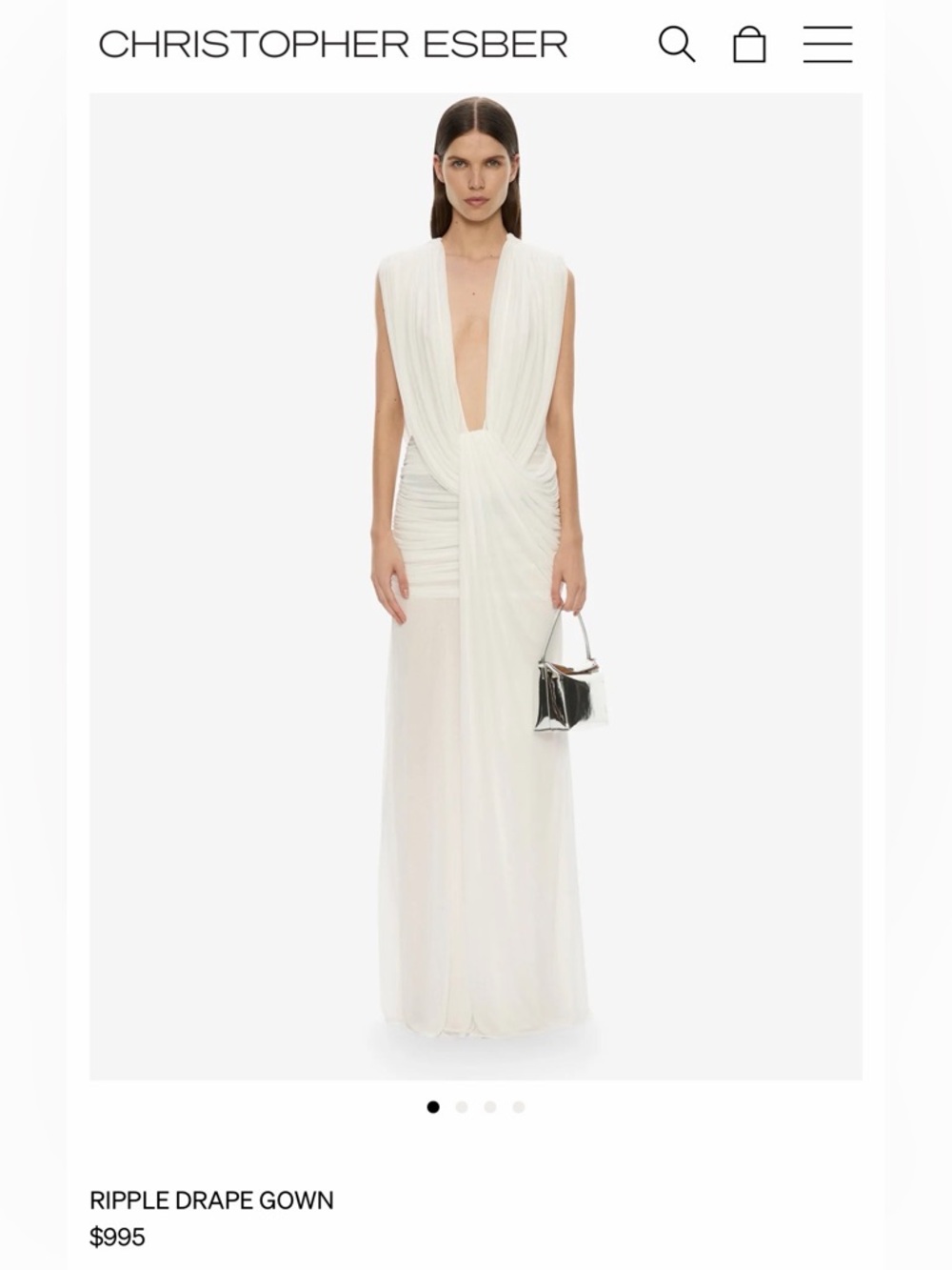 Christopher Esber White Ripple Drape Gown